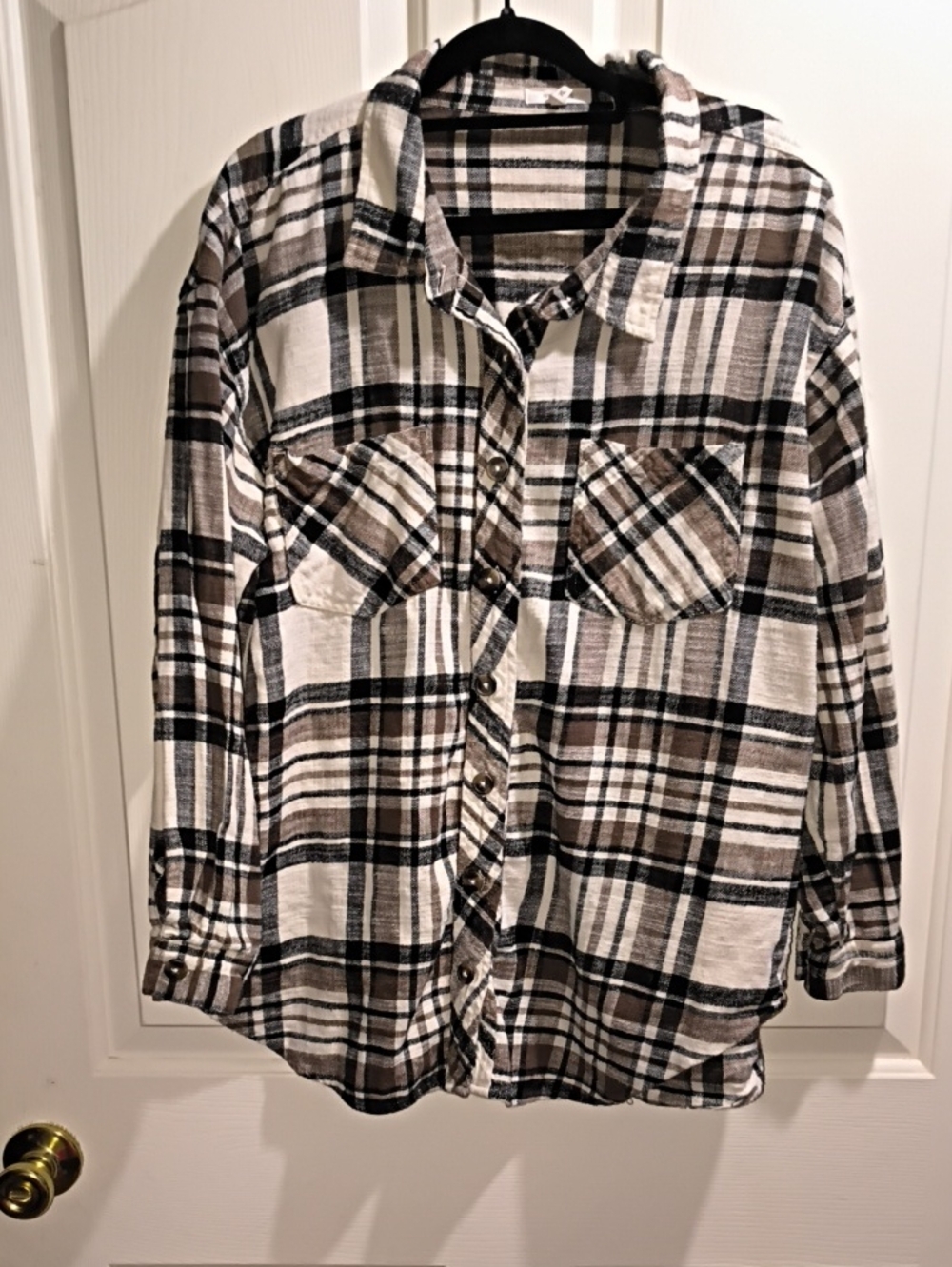 Maurices Brown, Black & Cream Plaid Button-Down Shirt